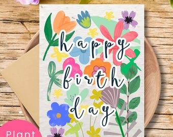 Biglietto d'auguri con fiori selvatici piantabili e busta in carta con semi / Regalo ecologico a zero rifiuti / Semi di fiori selvatici