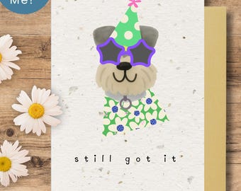 Biglietto di compleanno piantabile per amanti dei cani - Carta ecologica con semi - Biglietto di compleanno carino e divertente per cani - Biglietto con fiori selvatici