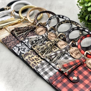 Cartera de manos libres, pulsera redonda, tarjetero, llavero, piel de serpiente y leopardo, regalo personalizado de agradecimiento para el maestro, San Valentín