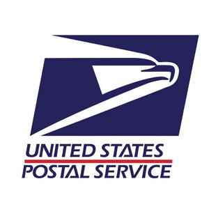 May include: The United States Postal Service logo features a white eagle in flight against a dark blue background. The text "UNITED STATES POSTAL SERVICE" is below the eagle in white letters with a red line separating the words.