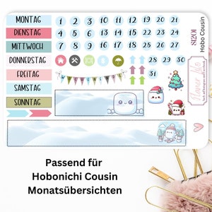 Adesivo S1201 Hobonichi Cousin Monthly KitJournal, Calendario, adesivi pianificatore, adesivi per album, adesivi per diario