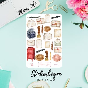Autocollant Post Stamp Letter Aquarelle S049 Journal, Calendrier, autocollants planificateur, autocollants scrapbook, autocollants Journal