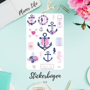 Autocollant S101 Maritim Girl Pink AnchorJournal, Calendrier, autocollants de planificateur, autocollants de scrapbook, autocollants de journal