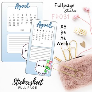 Autocollants Hobonichi Weeks, A6, A5, B6 ; Autocollant pleine page format de poche FP031, calendrier, autocollants de planificateur, autocollants de scrapbooking, autocollants de journal