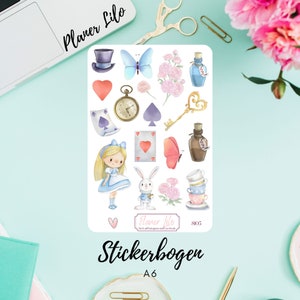 Autocollant S105 Alice Magic WonderlandJournal, Calendrier, autocollants de planificateur, autocollants de scrapbook, autocollants de journal