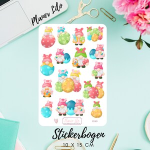 Feuille d'autocollants S540 Nains de Pâques œufs colorés