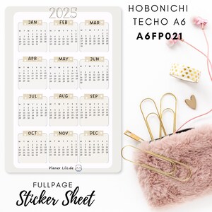 Autocollant A6 Hobonichi Techo Fullpage FP021, Calendrier, autocollants de planificateur, autocollants de scrapbooking, autocollants de journal, feuille d'autocollants