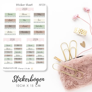 Autocollant S1359 Hobonichi A6 Kit aperçu annuel Journal, calendrier, autocollants de planificateur, autocollants de scrapbooking, autocollants de journal