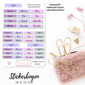 Autocollant S1256 Hobonichi Cousin Aperçu de l'année 2025 Journal, Calendrier, autocollants de planificateur, autocollants de scrapbooking, autocollants de journal