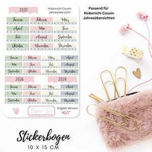 Adesivo S1257 Hobonichi Cousin Ano Visão Geral 2025Diário, Calendário, adesivos para planejador, adesivos para scrapbook, adesivos para diário