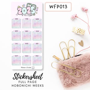 Autocollant Hobonichi Weeks FP013 Autocollant pleine page, Calendrier, autocollants de planificateur, autocollants de scrapbooking, autocollants de journal