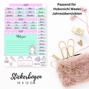 Autocollant S1250 Hobonichi Weeks Aperçu annuel 2025 Journal, Calendrier, autocollants de planificateur, autocollants de scrapbooking, autocollants de journal