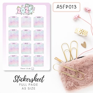 Autocollant FP013 Hobonichi Cousin Autocollant pleine page, Calendrier, autocollants de planificateur, autocollants de scrapbook, autocollants de journal