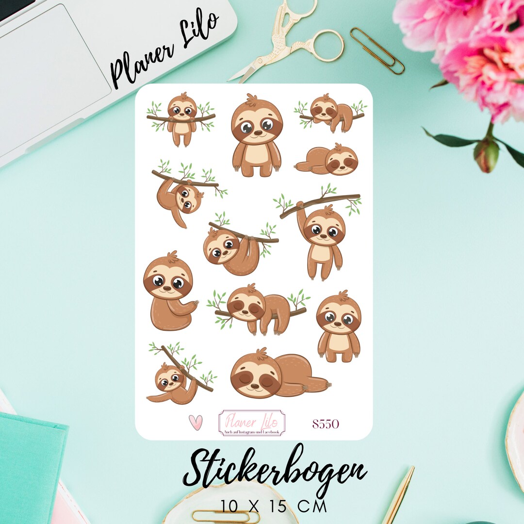 Sticker S550 Sloths Slothsjournal, Calendar, Planner Stickers ...