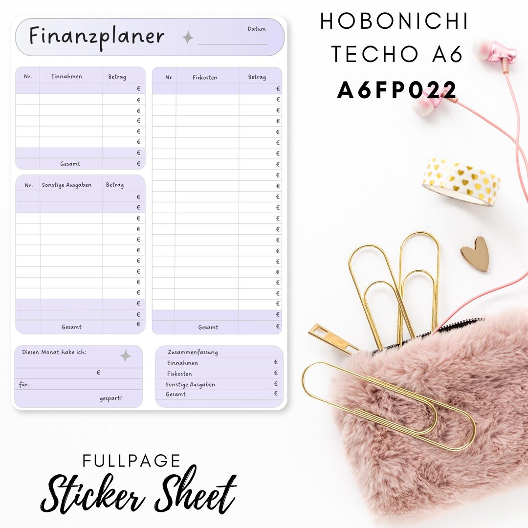 Sticker A6 Hobonichi Techo Fullpage FP022 , Calendar, Planner Stickers ...