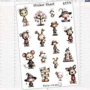 Stickersheet S1771 Halloween Herbst Autumn Animals