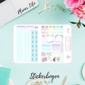 Autocollant S739 Plan en pastel Bullet Journal, Planner StickerJournal, Calendrier, autocollants planificateur, autocollants scrapbook, autocollants Journal