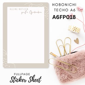 Autocollant A6 Hobonichi Techo Fullpage FP018, Calendrier, autocollants de planificateur, autocollants de scrapbooking, autocollants de journal, feuille d'autocollants