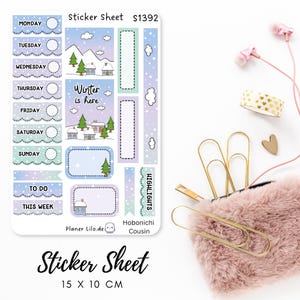 Autocollant Hobonichi Cousin Weekly Kit Wochenkit S1392 Autocollants pour journal, calendrier, agenda, scrapbooking, journal