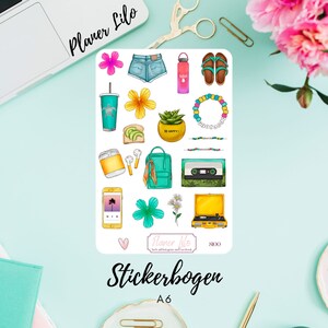 Autocollant S100 Retro Summer Cassette IpodsJournal, Calendrier, autocollants de planificateur, autocollants de scrapbook, autocollants de journal