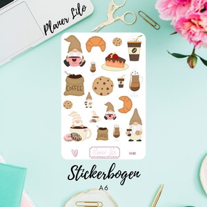 Autocollant Gnome Coffee S045 Journal, Calendrier, autocollants de planificateur, autocollants de scrapbook, autocollants de journal