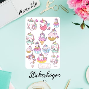 Autocollants Licornes Été Anniversaire Glace S095Journal, Calendrier, autocollants planificateur, autocollants scrapbooking, autocollants journal