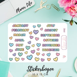 Adesivo S912 Mesi Mesi Rainbow FontJournal, Calendario, adesivi per pianificatore, adesivi per album, adesivi per diario