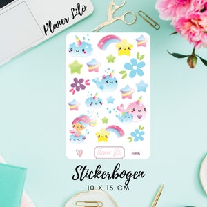 Autocollant Licorne Arc-en-ciel S006 Autocollants pour agenda, agenda, scrapbooking, journal