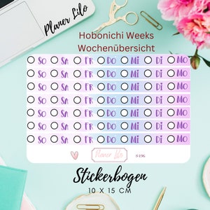 Autocollant S496 Aperçu hebdomadaire Hobonichi WeeksJournal, calendrier, autocollants de planificateur, autocollants de scrapbooking, autocollants de journal