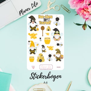 Autocollant Gnome Bumblebees Printemps S020Journal, Calendrier, autocollants de planificateur, autocollants de scrapbooking, autocollants de journal