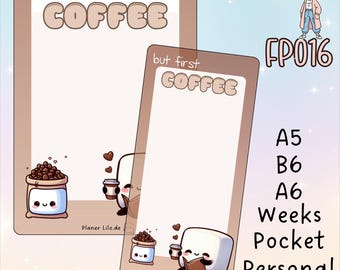But First Coffee Fullpage Sticker | Cozy Coffee Dashboard | Punched Insert for A5, Personal, B6 | Cute Caffeine Planner Decor