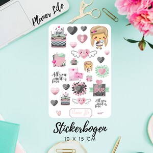Autocollant Planner Girl Hearts S037, autocollants pour agenda, autocollants pour scrapbooking, autocollants pour journal