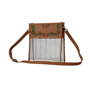Cactus Hand tooled Leather Crossbody