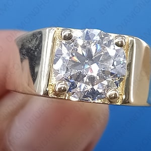 2 CTW Round Cut Solitaire Men's Moissanite Anniversary Ring, Tension Set Wedding Ring, Round Cut Diamond Engagement Ring, Father's Day Gift