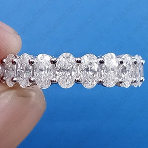 6 CTW Oval Cut Moissanite Engagement Band: 14k Solid Gold Stackable Anniversary Band, Full Eternity Matching Wedding Band, Birthday Present