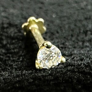 3mm Round Cut Moissanite Nose Pin, Screw Back Nose Pin, 14K Yellow Gold Nose Pin, Anniversary Gift, Moissanite Nose Pin, Gift For Mom & Wife
