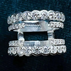 1,50 kt ronde ringversterker, moissaniet-ringversterker, Aggie-ringversterker, bijpassende moissaniet-ring, Eternity-ring, Diamond Eternity-band