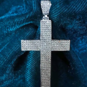 3.00 Ct Moissanite Cross Pendant, Solid 925 Sterling Silver Pendant, Hip Hop Iced Out Pendant, Wedding pendant, Anniversary Gift For Men Him