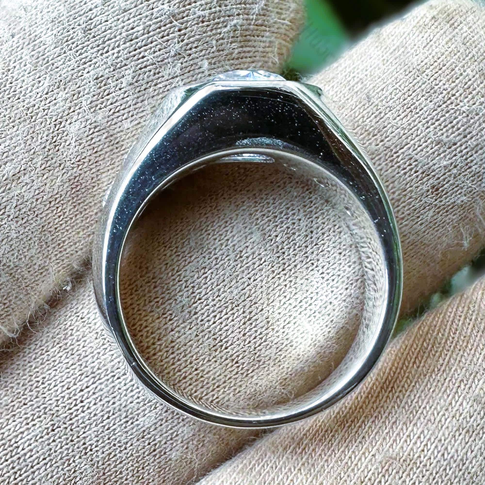 Anello Uomo Moissanite 2,00 Carati - Taglio Rotondo Placcato Oro Giallo 14K Su Argento 925