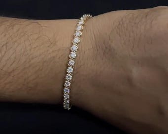 3.0mm Moissanite Tennis Bracelet, Silver Moissanite Tennis Bracelet, Gold Moissanite Tennis Bracelet, Diamond Bracelet, Colorless Moissanite