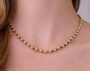 Georgian Beaded Ball Chain Necklace | Vintage Style Gold Bridal Layering