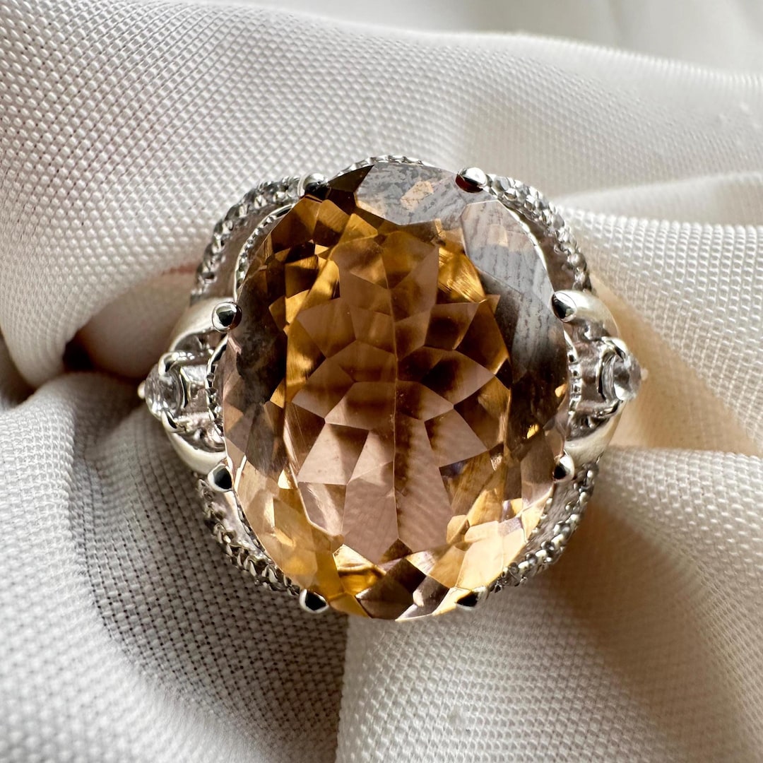 【オーダー】Sherry ring  … Imperial Topaz Luxury 8 CT Imperial Topaz Ring – 16x10 Mm, Handmade Silver