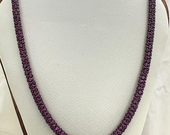Tempest Ruby Tennis Necklace: 76.5CT Round Brilliant, Blackened Gold Statement Jewelry