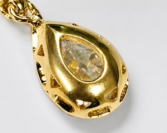 3.00 CT Pear Pink Sapphire & 1.50 CT Lab Grown Diamond Collet Pendant | 14K Gold Diamond Charm | IGI Diamond | Bridal Gift | DiamondhubCo