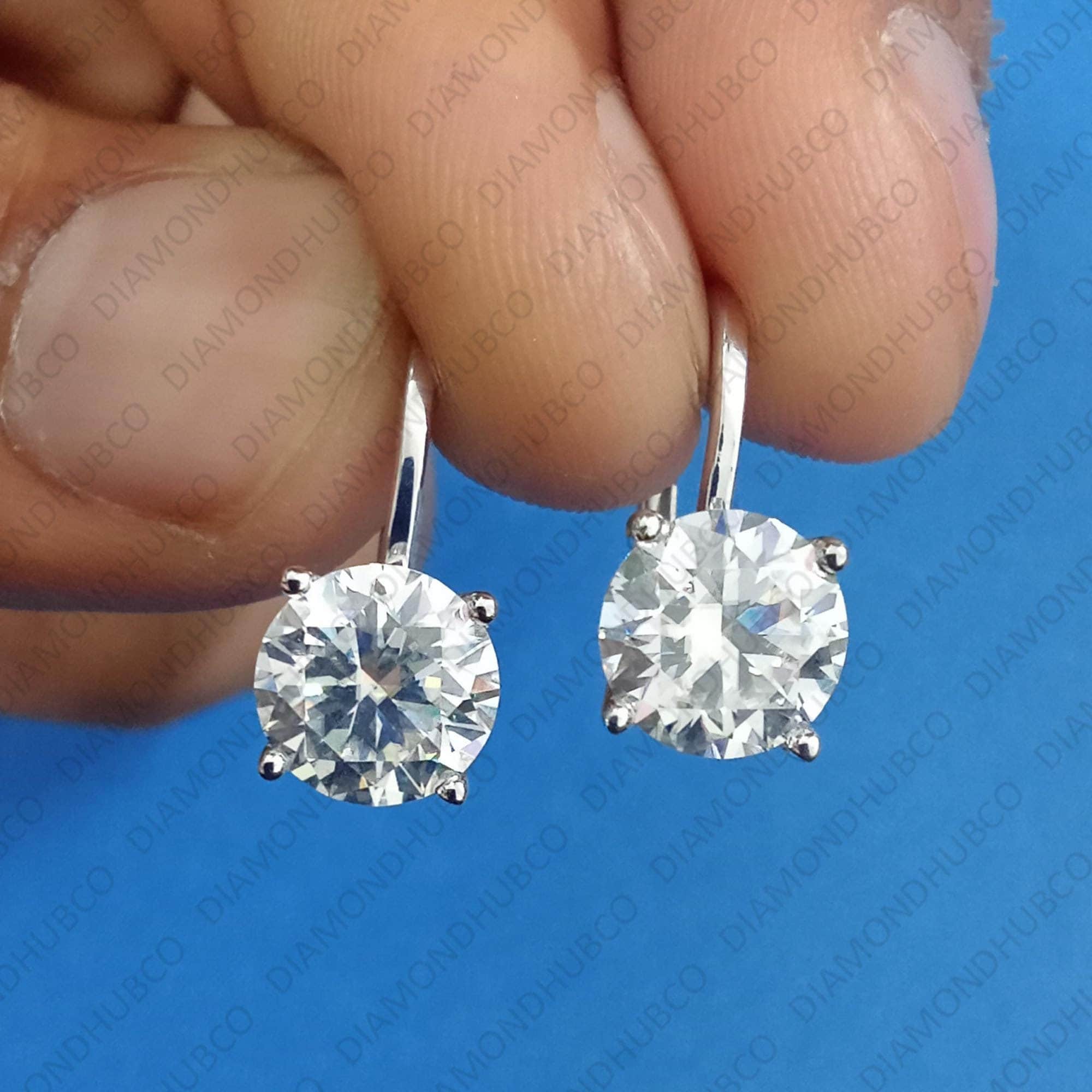 Orecchini Da Sposa Con Moissanite Taglio Rotondo Da 8 Mm