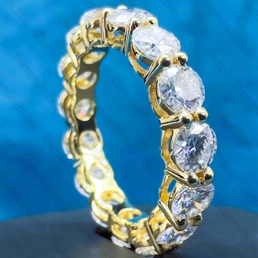 3.5ctw Round Moissanite Full Eternity Band | Solid Gold Wedding Ring - Etsy