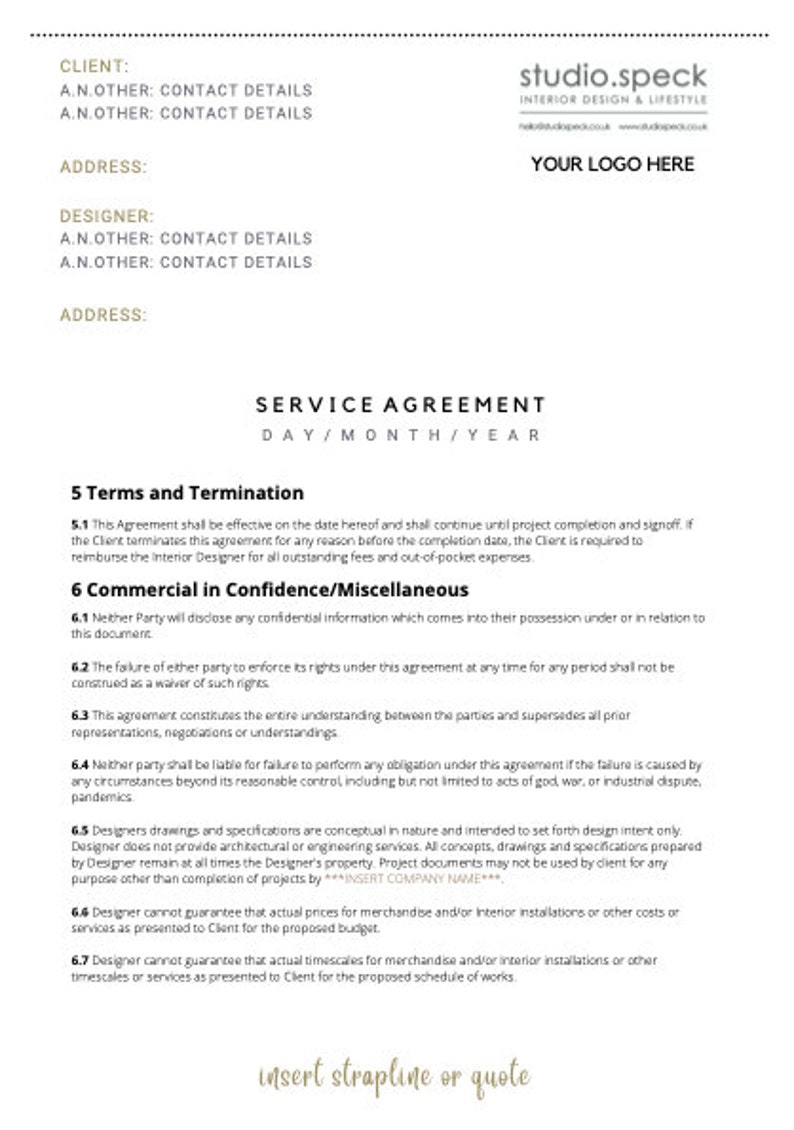 Interior Design Service Agreement | Etsy