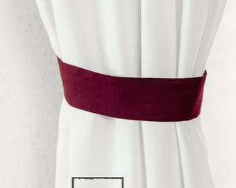 Burgundy linen curtain holders. Curtain Tie Back.