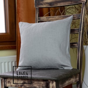 Gray decorative linen pillowcase. Couch decorative pillow cover. Custom size pillowcase.Gray bed pillowcase.