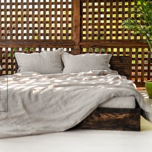 Natural linen bedding set. 1 duvet cover,1 fitted sheet and 2 pillowcases.Custom size linen bedding.